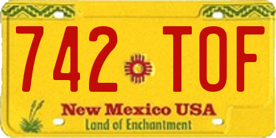 NM license plate 742TOF