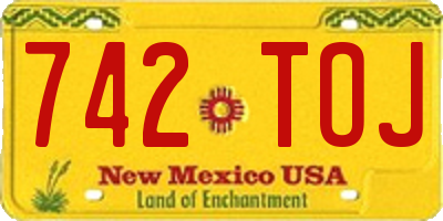 NM license plate 742TOJ