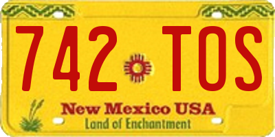 NM license plate 742TOS