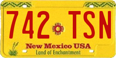 NM license plate 742TSN