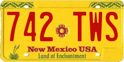 NM license plate 742TWS