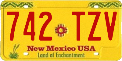 NM license plate 742TZV