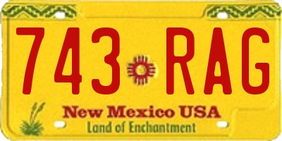 NM license plate 743RAG