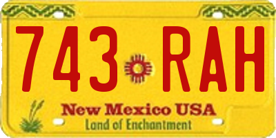 NM license plate 743RAH