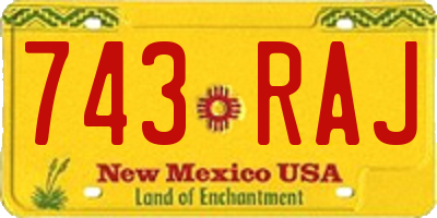 NM license plate 743RAJ