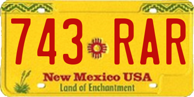 NM license plate 743RAR