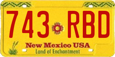 NM license plate 743RBD