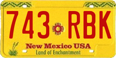 NM license plate 743RBK