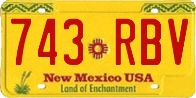 NM license plate 743RBV
