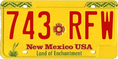 NM license plate 743RFW