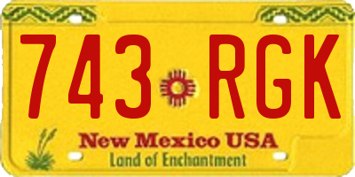 NM license plate 743RGK