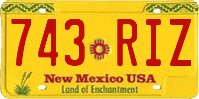 NM license plate 743RIZ