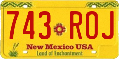 NM license plate 743ROJ