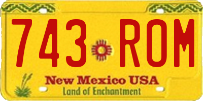 NM license plate 743ROM