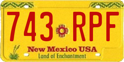 NM license plate 743RPF