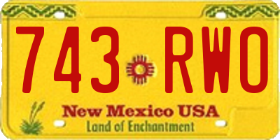 NM license plate 743RWO