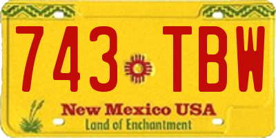 NM license plate 743TBW