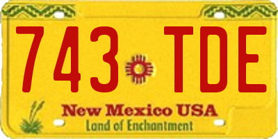 NM license plate 743TDE