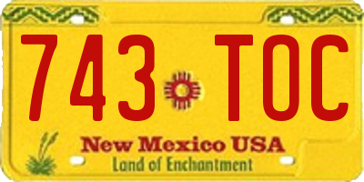 NM license plate 743TOC