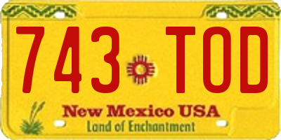 NM license plate 743TOD