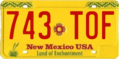 NM license plate 743TOF