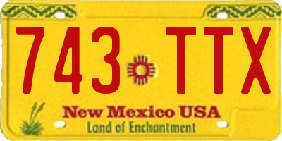 NM license plate 743TTX