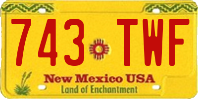 NM license plate 743TWF