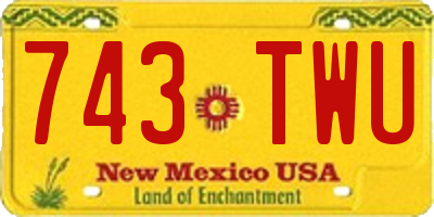 NM license plate 743TWU
