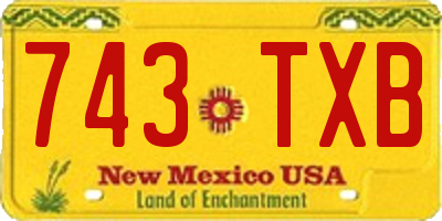 NM license plate 743TXB