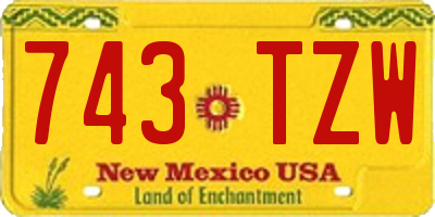 NM license plate 743TZW