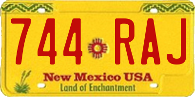 NM license plate 744RAJ