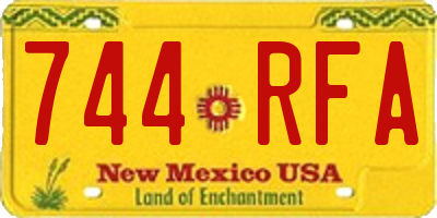NM license plate 744RFA