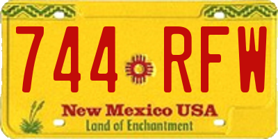 NM license plate 744RFW