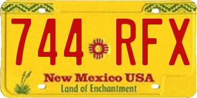 NM license plate 744RFX