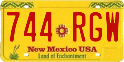 NM license plate 744RGW