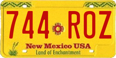 NM license plate 744ROZ