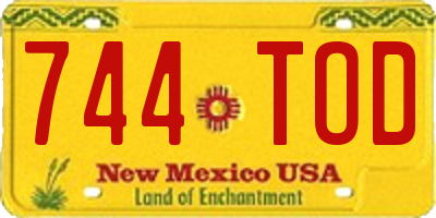 NM license plate 744TOD