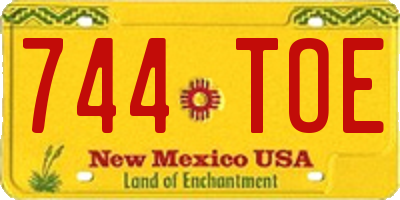 NM license plate 744TOE