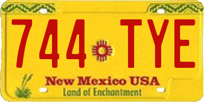 NM license plate 744TYE