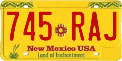 NM license plate 745RAJ