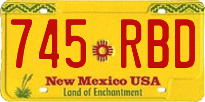 NM license plate 745RBD