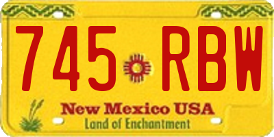 NM license plate 745RBW