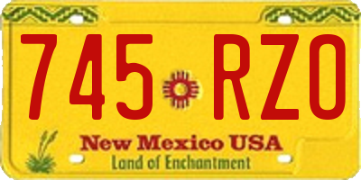 NM license plate 745RZO