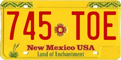 NM license plate 745TOE