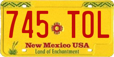 NM license plate 745TOL