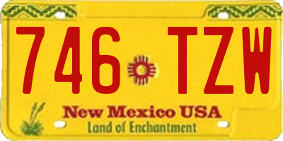 NM license plate 746TZW