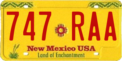 NM license plate 747RAA