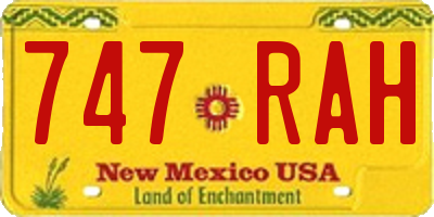 NM license plate 747RAH