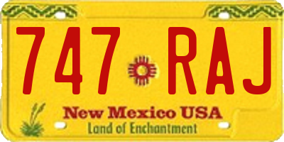 NM license plate 747RAJ