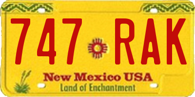 NM license plate 747RAK